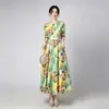 Vestido de Noche Transfronterizo Europeo y Americano con Estampado Floral y Dobladillo Amplio, Ropa de Alta Gama para Madres, Vestido para Banquetes de Boda, Adecuado para el Uso Diario y Fiestas