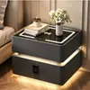Mesita de Noche Inteligente Colgante para Dormitorio del Hogar, Gabinete de Noche de Madera Maciza, Gabinete de Almacenamiento Simple Multifuncional Minimalista Moderno de Lujo Ligero