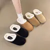Chinelos peludos femininos para uso externo, outono de 2026, novos e versáteis, de pelúcia, slip-on, planos e preguiçosos, chinelos de algodão Birkenstock