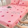 Sábana Ajustable de Algodón Cepillado Lavado Suave para la Piel Protector de Colchón Simple Simmons Cubrecama Juego de Tres Piezas