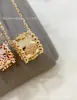Venta Directa de Fábrica Collar Caleidoscopio Trébol de Cuatro Hojas Versión de Precisión Moda Versátil Colgante Gota de Rocío Cadena Clavícula V Oro