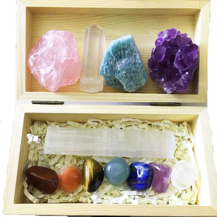 脉轮水晶柱+石膏