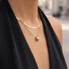 Pendente Misterioso Europeu e Americano em Aço Inoxidável Banhado a Ouro 18K com Design de Gota d'Água, Multicamadas, Acessório Moderno Elegante e Versátil