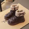Botas Martin para Niñas Invierno Nuevo Estilo Moño Dulce Versátil Más Terciopelo Cálido Botas de Piel Suela Suave Antideslizante Botas Cortas para Niños