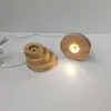 Adorno Creativo de Madera Maciza Redonda Luminoso LED Carga USB Luz Nocturna Táctil Cumpleaños de Pareja Festival Base Luminosa