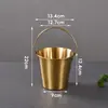 Cubo de Hielo de Acero Inoxidable Engrosado con Asa Cubo Pequeño Dorado para Snacks Bar KTV Restaurante Cubo Comercial para Cubitos de Hielo