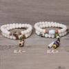 Pulsera creativa de Bodhi de Jade Blanco Pulsera de estilo chino doble círculo Raíz de Bodhi Loto fábrica venta al por mayor generación