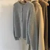 Cardigã Feminino de Tricô Solto com Gola Redonda Outono Novo Estilo Casual Versão Coreana Top Chic Temperamento Casaco