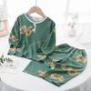 Conjunto de Pijama de Algodón Seda para Niños y Niñas, Ropa de Casa de Algodón Seda de Manga Larga, Ropa de Aire Acondicionado de Dibujos Animados, Absorbe la Humedad y el Sudor