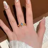 Anel de Coroa de Gelo e Neve Azul Gota de Lágrima Estilo Medieval Luxo Acessível Retro Versátil Design de Nicho Anel para Dedo Indicador Novo Produto