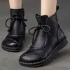 Botines planos de estilo étnico retro para mujer, nueva colección otoño/invierno 2026, modernos, de suela suave, versátiles, cómodos, de punta redonda, botines tipo mom