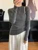 Suéter de Punto para Mujer de Primera Línea Listo para Usar, Lana Merino Superfina Peinada, Cuello Alto Medio Ajustado, Suéter Jersey