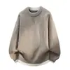 Suéter de tricô masculino para casal com design falso de duas peças, estilo old money, gola redonda, camada interna, peça externa, outono e inverno, atacado de fábrica transfronteiriço