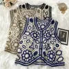 Chaleco de Ganchillo Hueco de Verano y Otoño para Mujer Sin Mangas Tejido de Encaje Chaleco Versátil Blusa Clip para Caballo