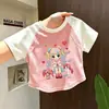 Camiseta de Manga Corta para Niña 2026 Nuevo Estilo para Niños Mayores, Top de Algodón Puro Lindo de Verano para Niña con Costuras Visibles, Camiseta Básica de Corte Holgado