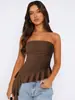 Ropa Y2K Ajustada Chica Atrevida Tops Bm Ropa Exterior de Alta Gama Europea y Americana Top Tubo Sexy con Borlas Asimétricas Verano