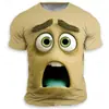 Camiseta 3D com Padrão de Rosto Engraçado e Zangado 2026 Nova Streetwear Camiseta Masculina Sorridente Top Unissex