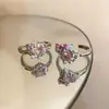 Anillo Abierto de Circonita con Lazo de Amor para Mujer, Dulce, Cool y Versátil, Anillo Personalizado, Anillo de Dedo Índice de Moda Nicho