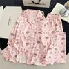 Pijama para mujer al por mayor transfronterizo, estilo fino para primavera y otoño, algodón nube, lunares, manga larga, pantalón largo, conjunto holgado dulce para casa
