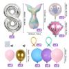 Prata transfronteiriça Digital Fishtail Shell Balloon Combinação terno Balão de Filme de Alumínio Balão de Decoração de Aniversário Infantil