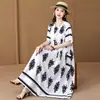 Vestido de Algodão e Seda de Alta Qualidade, Estilo Novo, para Mulheres de Meia-Idade e Idosas, Vestido de Verão com Estampa Floral para Mães Baixinhas