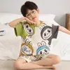 Roupas de Casa Finas de Manga Curta para Crianças e Adolescentes, Estilo Verão 2026 Novo Estilo, Pijamas de Algodão Puro de Verão para Meninos Bonitos