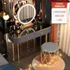 Penteadeira de luxo pequena, conjunto de mesa de maquiagem estilo princesa nórdico moderno simples para quarto