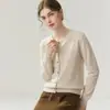 Cardigan Feminino Solto Gola Redonda 100% Caxemira Pura Outono Novo Estilo Suéter com Botões Top Peça de Roupa Externa Base de Tricô