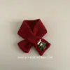 Cachecol Infantil Estilo Coreano Aquecedor de Pescoço Quente de Tricô Inverno Vermelho Retrô Aquecedor de Pescoço Cartoon de Ano Novo para Meninos e Meninas