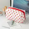 Bolsa de cosméticos de viaje clásica Love Wash con diseño de fresa, melocotón, corazón y flor, bolsa de almacenamiento de algodón para lápiz labial, bolso para mujer.