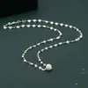 Cadena de Labios de Plata Pura 999.9 1.5g Cadena Gruesa de Beso Cadena para Clavícula Collar Simple Elegante Usando Perlas de Plata Modelo de Transmisión en Vivo