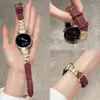 Adecuado para Reloj Huawei Gt6 con Diseño Incrustado de Diamantes, Correa de Cuero Genuino Gt5 para Mujer, Watch5 Lujo Ligero Gama Alta Patrón de Bambú