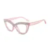 Gafas Retro Planas de Estilo Nuevo Transfronterizas Europeas y Americanas Ojo de Gato Incrustadas de Diamantes, Anti-Luz Azul, Modernas, Personalizadas, Sencillas, Alta Definición, Cómodas