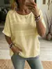 2026 Amazon Comércio Exterior Transfronteiriço Verão Novo Estilo Europeu e Americano Feminino Gola Redonda Cor Sólida Manga Três Quartos Casual Solto Blusa