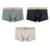 Venta al por mayor de Ropa Interior para Hombre Huajielong de Color Sólido con Textura de Seda de Hielo, Boxer de Cintura Media Talla Grande Transpirable, Disponible para Dropshipping