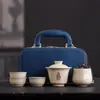 Conjunto de Chá de Viagem Ge Yao para Acampamento ao Ar Livre Viagem de Negócios Portátil Fácil Armazenamento Pequeno Conjunto para Fazer Chá Lembrança de Evento Presente