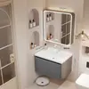 Gabinete de baño de aluminio de panal engrosado con lavabo de cerámica integrado y unidad de tocador
