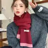 Bufanda de Punto de Estilo Coreano Nueva Versátil de Color Contrastante Suave y Sedosa para Mujer Moda de Invierno Versátil Cálida Estudiante Gruesa a Prueba de Frío