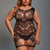 Europeia e americana plus size sexy lingerie open-end sem alças macacão malha oca gordinha menina comércio exterior transfronteiriço