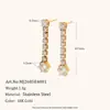 Joyería de Acero Inoxidable Popular Europeo Americano Nuevo Estilo Nicho Temperamento Aretes de Botón Chapados en Oro 18K Circonita Borla Aretes Largos Mujer