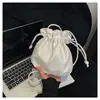 Bolsa de Ombro Transversal Grande Capacidade 2025 Estilosa Elegante Estilo Coreano Plissada Casual com Cordão Moda para Mulheres
