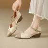 Sandalias de Cuña de Piel Suave para Mujer con Diseño Hueco, Nuevos Colores Primavera/Verano 2026, Tacón Medio, Versátiles Sandalias Romanas