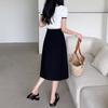 Falda de Traje Negra para Mujer Verano Nueva Falda Midi de Línea A con Abertura Talla Grande mm Gorditas Aspecto Adelgazante Cintura Alta Culottes 5