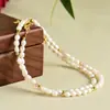 Collar de Cuentas de Mijo Natural al por Mayor, Pulsera de Tres Círculos, Estilo de Doble Uso, Moderno, Versátil, Exquisito, Collar Compacto para Clavícula