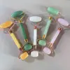 Masajeador de Jade Palo de Masaje Cristal Rosa Jade Rodillo de Doble Cabezal Lifting y Adelgazamiento Facial Especial para Salón de Belleza Tabla Raspadora