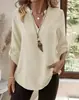 Novedad Otoño e Invierno 2025 Estilo Europeo y Americano Sitio Independiente Aliexpress Amazon Camiseta de Manga Corta con Botones y Cuello en V para Mujer