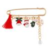 Natal Novo Divertido Broche Dos Desenhos Animados Papai Noel Alce Floco De Neve Pérola Broche Pin Comércio Exterior Por Atacado