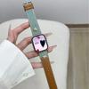 Pulseira de Couro Denim Color Block em Formato de Coração Adequada para Apple Watch iWatch 12ª Geração 11/10Se