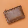 Mini billetera corta de cuero suave con cremallera, portamonedas y llaves, tarjetero, bolsa de almacenamiento compacta y portátil