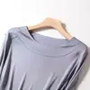 [Procesamiento Personalizado] Camisa Base de Seda de Morera, Amigable con la Piel, Transpirable, Top de Seda Cómodo, Cuello Redondo, Manga Larga, Camiseta Fina para Mujer